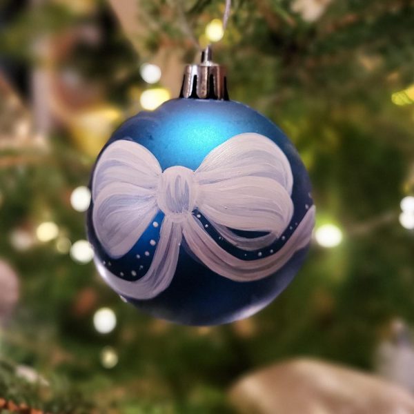 christmas ornament with handpainted bow