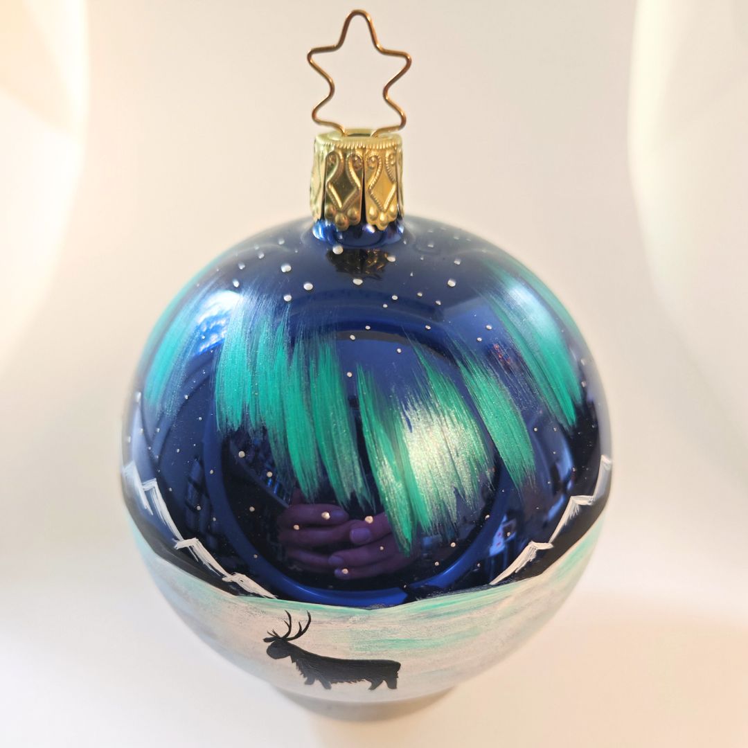Arctic Reindeer - blue glass ornament - 8 cm - Image 2