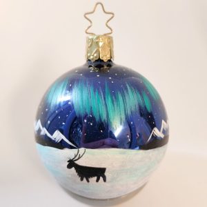Arctic Reindeer - blå glaskula - 6 cm
