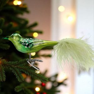 Green bird - glass bird 10,5 cm